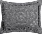Better Trends Rio Collection is Super Soft and Light Weight in Floral Design 100% Cotton Tufted Unique Luxurious Machine Washable Tumble Dry, Standard Sham, Gray