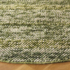 SAFAVIEH Natura Collection Area Rug - 6' Round, Green & Ivory, Handmade Wool Blend, Textured Design, Ideal for Living Room, Bedroom, Dining Space (NAT425Y)