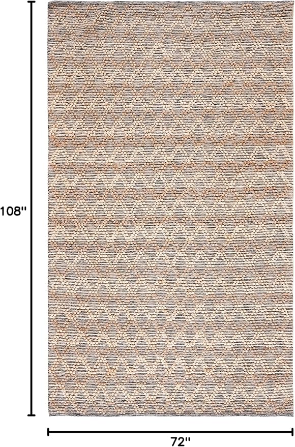 SAFAVIEH Natural Fiber Collection Area Rug - 6' x 9', Natural & Black, Flat Weave Farmhouse Geometric Jute Design, Ideal for High Traffic Areas in Living Room, Bedroom (NF382A)