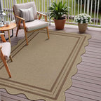 Modern Easy Jute 3x5 Outdoor Patio Rug, Washable Rugs for Entryway Farmhouse Non Slip Indoor Door Mat, Brown Throw Carpet for Entry Backyard Porch Decor
