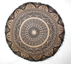 CRAFT KALA Large Round Bohemian Floor Pillow Pouf Cover Mandala Meditation Room Pillow Cover for Adults Boho Seating Poufs Cushion Cover for Kids Playroom Black Golden 32" Round