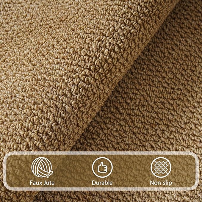 Softlife Hallway Runner Rug 2x6 ft Faux Jute Rugs Washable Entryway Rug Hall Carpet Runner Modern Farmhouse Laundry Kitchen Room Mat Long Carpet for Bathroom, Brown