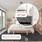 nuLOOM 4 Round Rigo Jute Hand Woven Area Rug, Black, Solid Farmhouse Design, Natural Fiber, For Bedroom, Living Room, Dining Room, Hallway, Office, Kitchen, Entryway