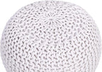 BIRDROCK HOME Round Pouf Ottoman | Cotton Braided Foot Stool with Bean Bag Filling | Boho Foot Rest for Living Room & Bedroom | Compact & Comfortable Seating, Lightweight & Soft | Ivory