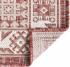 Rugs.com Outdoor Aztec Collection Rug – 2' x 3' Rust Red Flatweave Rug Perfect for Living Rooms, Large Dining Rooms, Open Floorplans