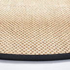 SAFAVIEH Area Rug 4' Round - Natural Fiber Collection - Maize & Black, Sisal, Woven Design with Border (NF141A)