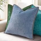 decorUhome Chenille Soft Cozy Throw Pillow Covers 22x22 Set of 2, Modern Farmhouse Boho Velvet Decorative Euro Sham Pillow Cases with Stitched Edge for Couch Sofa Bed Home Decor, Green