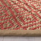 SAFAVIEH Natural Fiber Collection 6' Round Fuchsia NF266G Handmade Boho Diamond Tassel Jute Area Rug