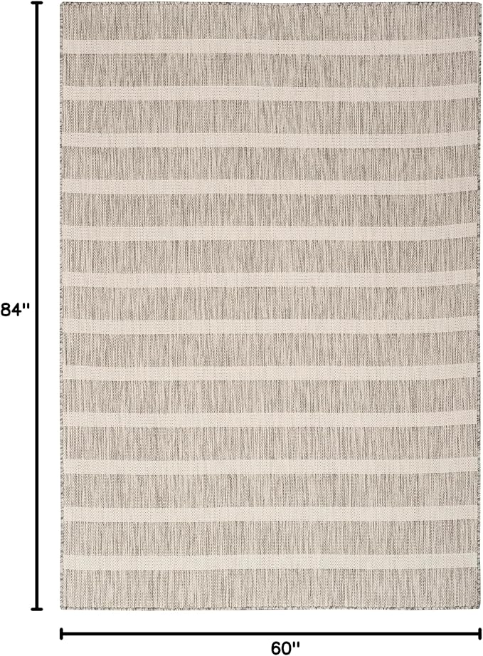 Nourison Home Positano Grey Ivory 5' x 7' Area Rug - Easy Clean, Non Shedding, Bed Room, Living Room, Dining Room, Kitchen (5' x 7')