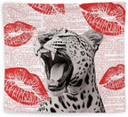 WNAGT Retro Trendy Leopard Tapestry Wall Hanging, Cheetah Leopard Room Decor, Vintage Funky Cheetah Print Lips Wall Blanket Decor for Girls Bedroom Dorm Apartment Home, 50x60 Inch(Red)