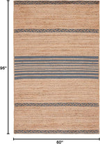 SAFAVIEH Natural Fiber Collection Area Rug - 5' x 8', Natural & Grey, Handmade Stripe Boho Farmhouse Rustic Braided Jute, Ideal for High Traffic Areas in Living Room, Bedroom (NFB262F)