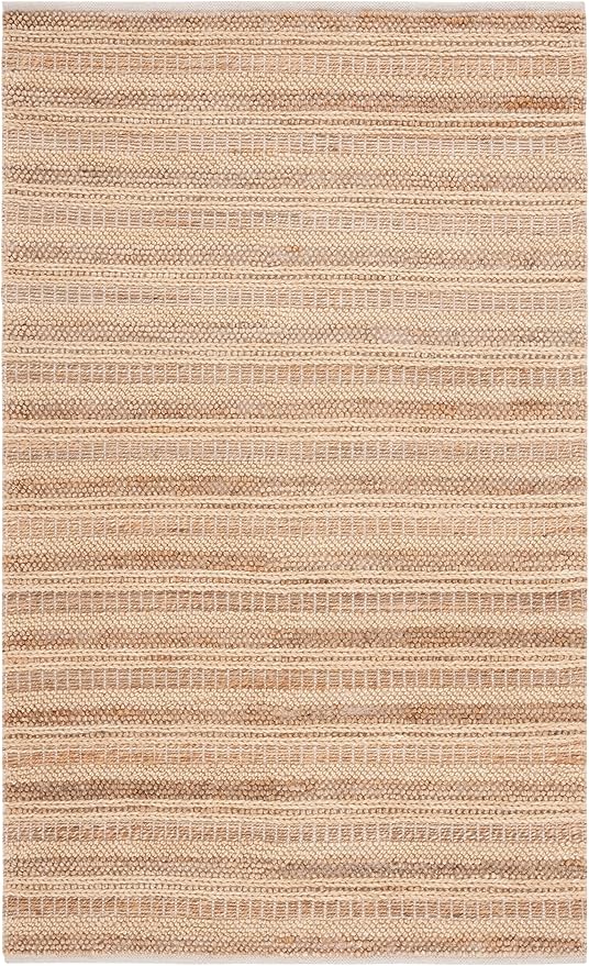 SAFAVIEH Natura Collection Area Rug - 4' x 6', Natural & Beige, Rustic Farmhouse Design, Handmade Wool & Jute, Ideal for The Living Room, Bedroom, Dining Room (NAT501A-4)