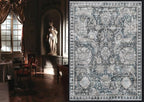 RUGSURE Washable Area Rugs - Perfect for Living Room, Bedroom, Kids Room, Nursery - Stain & Water Resistant Non-Slip, Pet & Child Friendly, Vintage Tribal Area Rugs (Grey and Bule, 9' x 12')