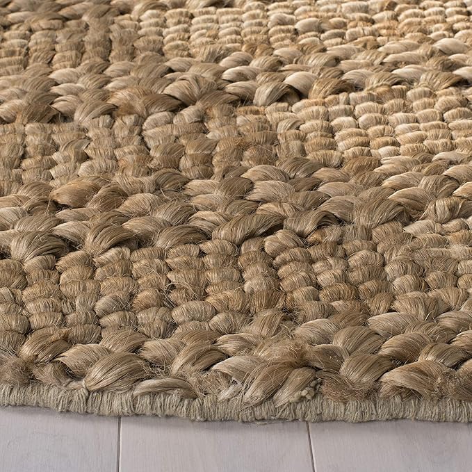 SAFAVIEH Natural Fiber Collection Area Rug - 8' Round, Natural, Handmade Jute, Braided Woven Design, Ideal for Living Room, Bedroom (NF212A)
