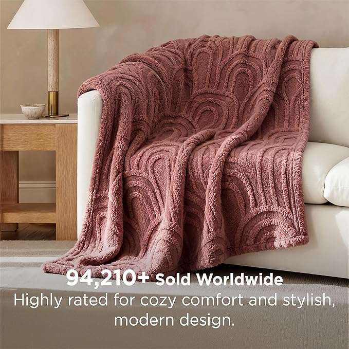 Bedsure GentleSoft Pink Throw Blanket for Women - Super Soft & Cozy, Fleece Blankets for Girls, Ideal for Couch & Bed, Dusty Rose, 50x70 Inches