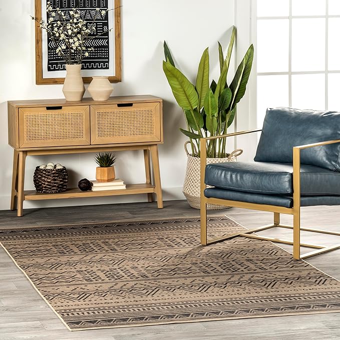nuLOOM 5' x 8' Easy-Jute Area Rug, Machine Washable, Non-Slip, for Living Room Bedroom Kids Room Nursery Home Decor, Anisa Natural