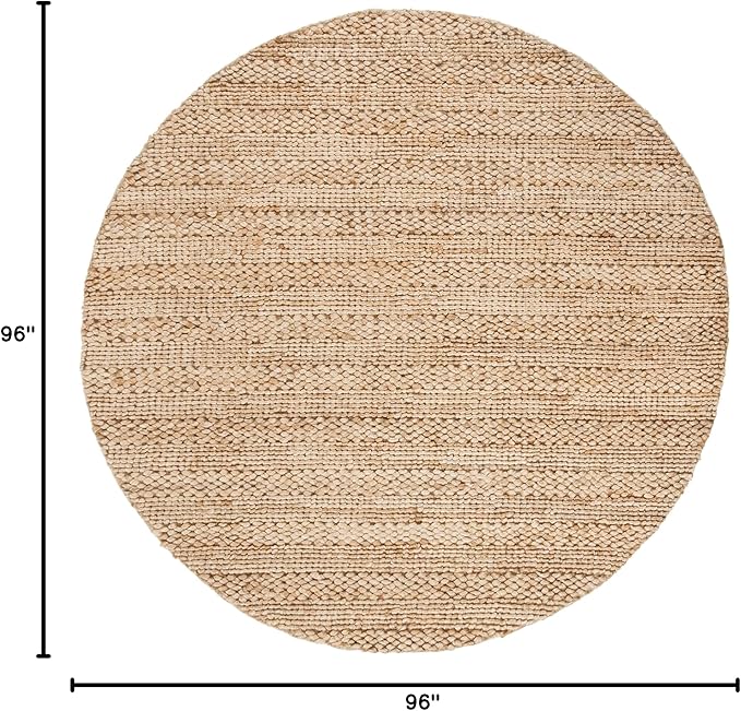 SAFAVIEH Natural Fiber Collection Area Rug - 8' Round, Natural, Handmade Jute, Braided Woven Design, Ideal for Living Room, Bedroom (NF212A)