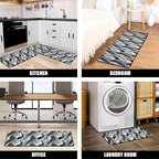 weesire Kitchen Mats for Floor Modern Abstract Kitchen Rugs Grey Stripe Anti Fatigue Kitchen Mats Waterproof Floor Mats Cushioned Non-Skid Standing Mats for Kitchen, Set of 2,17.3 x 28+17.3 x 47