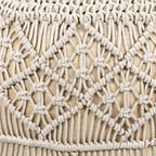 Northlight 18" Solid Cream Macrame Round Handmade Cotton Pouf Ottoman