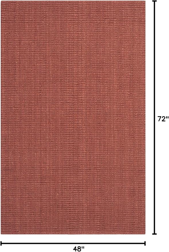 SAFAVIEH Area Rug 4x6 - Natural Fiber Collection - Rust, Handmade Jute, Farmhouse Style, Chunky Textured Thick Pile (NF447C)