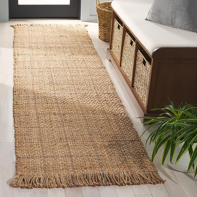 SAFAVIEH Natural Fiber Collection Area Rug - 2'3" x 8' Runner, Natural, Handmade Jute, Ideal for Living Room, Hallway, Foyer, Entryway, Bedroom (NF602A)