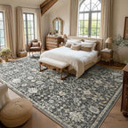 Washable Rugs for Living Room: 10x14 Area Rugs for Bedroom Ultral Soft Non-Slip Stain Resistant Vintage Boho Large Carpet for High-Traffic Dining Room - Farmhouse Decor