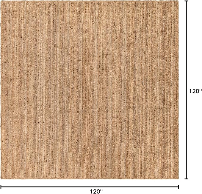 Unique Loom Braided Jute Collection Area Rug - Dhaka (10' Square, Natural)