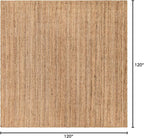 Unique Loom Braided Jute Collection Area Rug - Dhaka (10' Square, Natural)