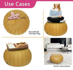 Thgonwid Handmade Storage Pouf Ottoman Foot Stool - Faux Suede Round Floor Cushion 21.6"x13" for Living Room, Bedroom, Wedding Decor, Unstuffed (Yellow)