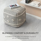 Anji Mountain Pouf Ottoman Foot Rest, Handmade Ottoman Pouf, Comfortable Foot Stool, Decorative Floor Seating for Living Room Decor, Bedroom & Home Décor Accent - Sidney Street
