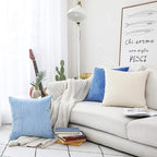 Home Brilliant Cream Throw Pillows Covers 16x16 Striped Velvet Square Pillow Covers Spring Decorative Set of 2, 40cm, 16 x 16 Inch, Cream Cheese
