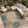 LIVEBOX Modern Easy Jute Outdoor Rug 8x10, Washable Rugs for Living Room Indoor Outdoor Non Slip Large Patio Tropical Floral Farmhouse Area Rugs, Carpet for Backyard Decor(Olive 8'x10')