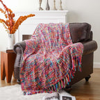 BATTILO HOME Multicolor Throw Blanket for Couch, Colorful Afghan Throw Blanket for Spring, Indoor Outdoor Throw for Home Decor, 50"x60"