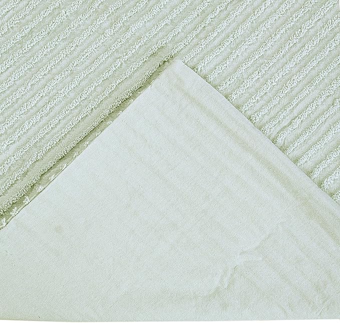 Better Trends Jullian Collection is Super Soft and Light Weight in Bold Stripes Design 100% Cotton Tufted Unique Luxurious Machine Washable Tumble Dry, Euro Sham, Sage