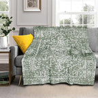 Sage Green Boho Blanket Soft Flannel Lightweight Retro Bohemian Throw Blanket Cozy Warm Vintage Aztec Geometric Blankets All Seasons Living Room Decor for Couch Chair Bed Sofa Office 40x50 inch