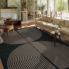 Lahome Enfys Rainbow Easy Jute Outdoor Carpet, Washable Rugs 9x12 for Living Room Patio Large Farmhouse Indoor Outdoor Carpet, Contemporary Black Dining Room Rugs for Under Table Office Backyard