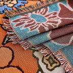 Boho Throw Blanket for Couch Cover, 100% Handwoven Cotton Southwestern Farmhouse Floral Decor Reversible Blanket, All Season Throw for Sofa Bed Tapestry Outdoor Camping Picnic. 91″×98″