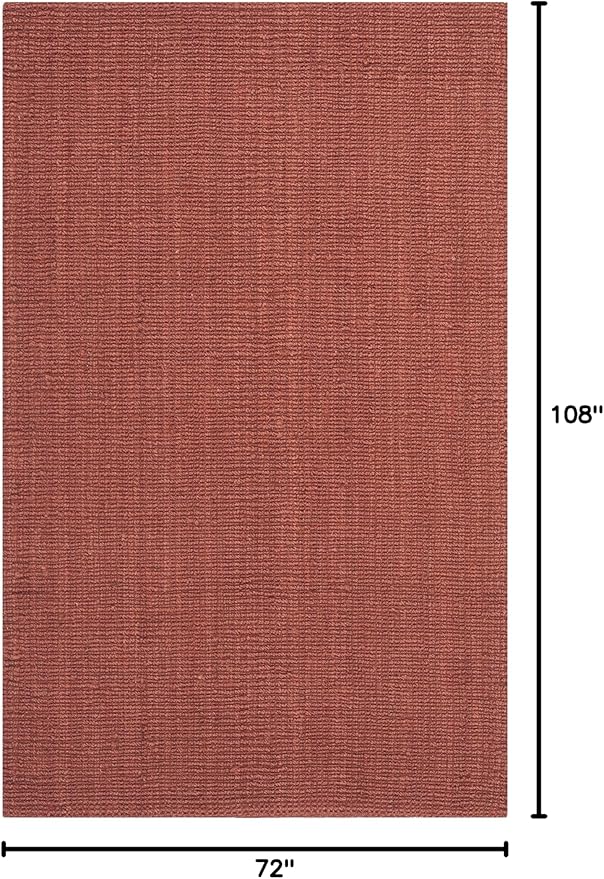 SAFAVIEH Area Rug 6x9 - Natural Fiber Collection - Rust, Handmade Jute, Farmhouse Style, Chunky Textured Thick Pile (NF447C)