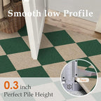 3x5 Checkered Easy Jute Outdoor Patio Rug Washable Area Rugs for Living Room Entryway Diamond Indoor Outdoor Mat Farmhouse Neutral Non Slip Green Door Carpet for Backyard Bedroom