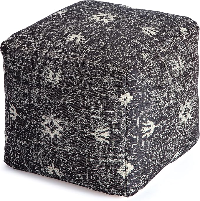Anji Mountain Pouf Ottoman Foot Rest, Handmade Ottoman Pouf, Comfortable Foot Stool, Decorative Floor Seating for Living Room Decor, Bedroom & Home Décor Accent - Obsidian Souk