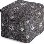 Anji Mountain Pouf Ottoman Foot Rest, Handmade Ottoman Pouf, Comfortable Foot Stool, Decorative Floor Seating for Living Room Decor, Bedroom & Home Décor Accent - Obsidian Souk