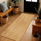 Jute Rug 2x6 Natural Runner Rug with Non-Slip Backing, Low-Profile Farmhouse Hallway Runner, Kithen Rug or Entryway Mat, Eco-Friendly 2x6 Runner for Boho Decor