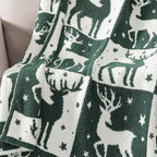 WRENSONGE Christmas Throw Blanket, Green Deer Pattern, Soft Cozy Fluffy Warm Throw Blankets for Couch, Sofa, Chair, Bed, Camping, Picnic, Travel Lightweight Bed Blanket - 50"*60"