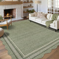GarveeHome Washable Area Rugs 6x9 Scalloped Green Rug Non Slip Living Room Rug Soft Rugs for Bedroom Low Pile Stain Resistant Carpet for Nursery Dining Room Playroom, Green