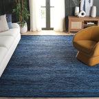 SAFAVIEH Area Rug 8x10 - Natura Collection - Large - Navy & Blue, Handmade Wool Blend, Textured Design, Ideal for Living Room, Bedroom, Dining Space (NAT425N)