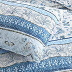 HORIMOTE HOME Boho Quilt King Size Blue Bohemian Floral Quilt Bedding Set, Soft Lightweight King Size Comforter Set for All Season, Farmhouse Bedspread Coverlet with 2 Pillow Shams, 106 x 96 inches