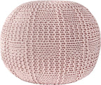 nuLOOM Berlin Casual Knitted Filled Ottoman Pouf, Blush, 14" x 20" x 20"