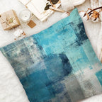 COLORPAPA Teal Throw Pillow Covers 20x20 Set of 4 Decorative Cushion Cover Turquoise Grey Abstract Art Painting Pillowcase for Sofa Bedroom Living Room Décor