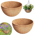 Riare 4 Pack 14 Inch Round Coco Liners Replacement, 100% Natural Coconut Coir Liners for Hanging Baskets, Garden Flower Vegetables Planter Pot, Window Box, Fence, Decks