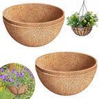 Riare 4 Pack 14 Inch Round Coco Liners Replacement, 100% Natural Coconut Coir Liners for Hanging Baskets, Garden Flower Vegetables Planter Pot, Window Box, Fence, Decks